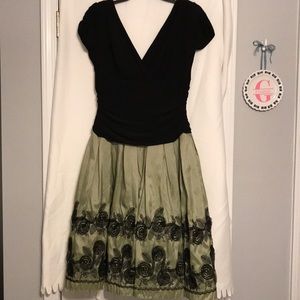 Green and black dress